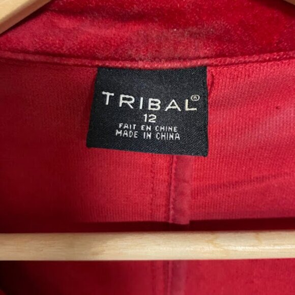 TRIBAL Red Corduroy Women's Blazer Jacket Size 12 - Picture 11 of 13